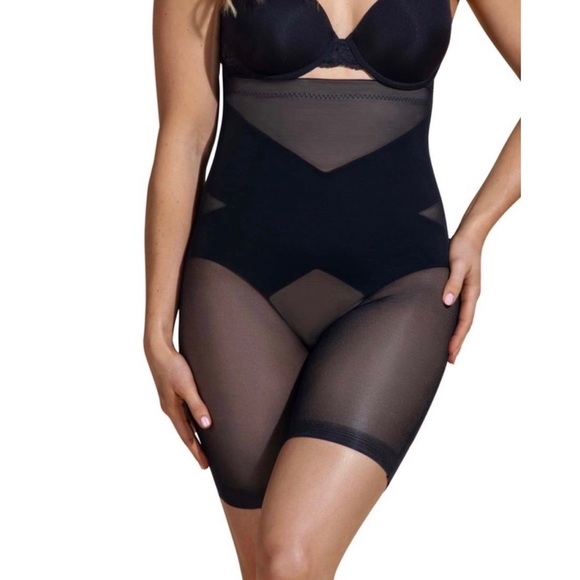 NEW HONEYLOVE SuperPower Short Runway-Large Black Sheer Shapewear - Picture 1 of 7